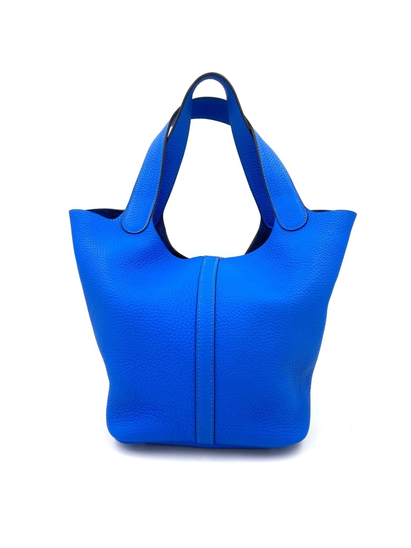HERMES Picotin 22 Lock Tasche in leuchtendem Blau Hydra aus Taurillon Clemence Leder mit Palladium Beschlagen