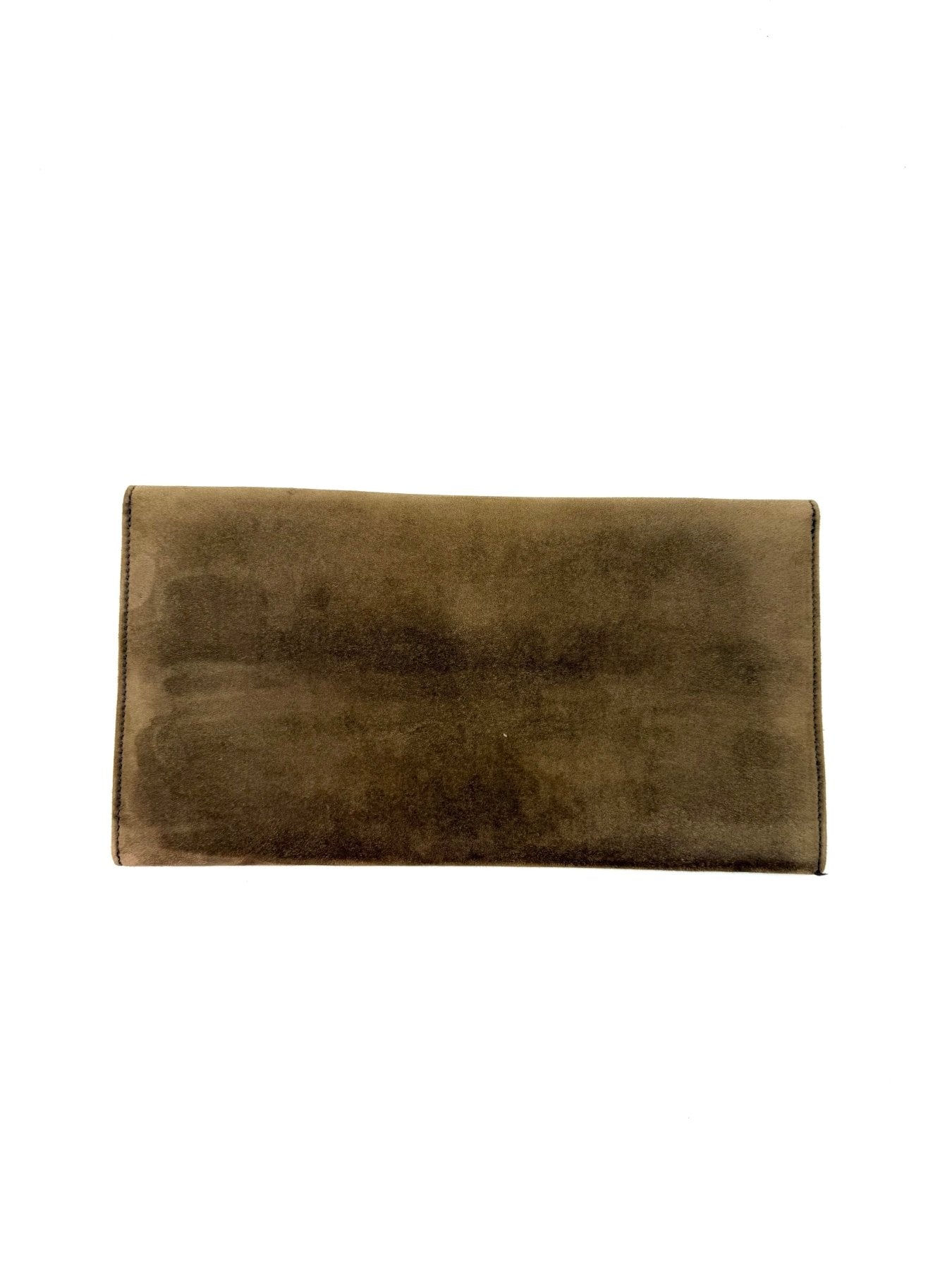 HERMÈS Pochette Suede beige - Clutch & Macarons - F im Quadrat; 2002 - Clutch & Macarons -