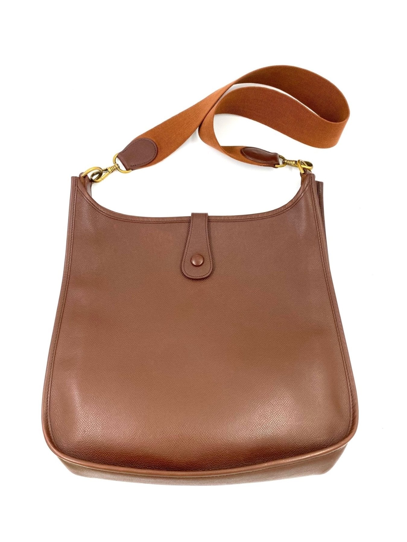 HERMES Evelyne 33 Epsomleder Cognac Tasche aus Leder mit abnehmbarem Schulterriemen und goldener Hardware