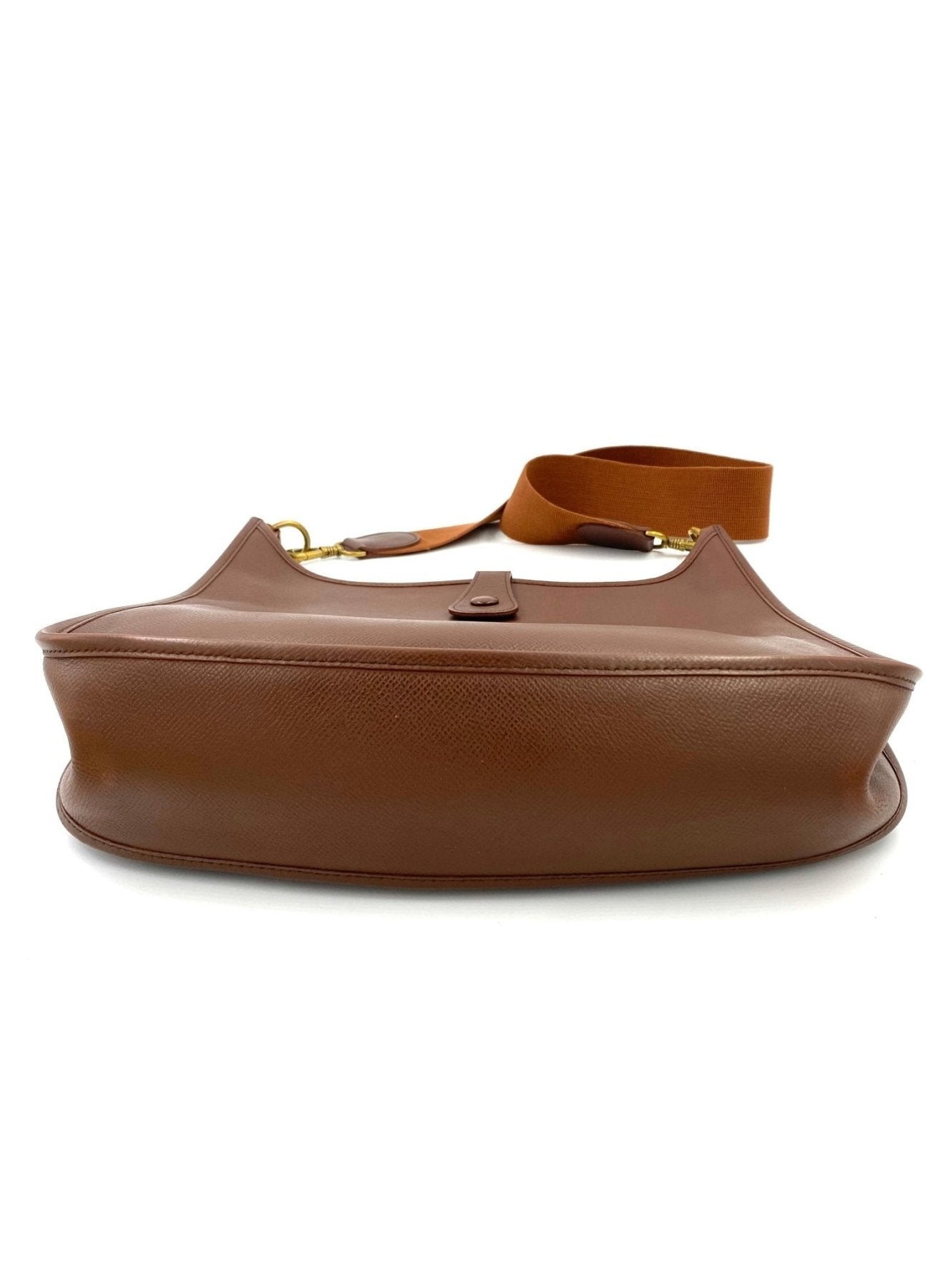 HERMES Evelyne 33 Tasche aus cognacfarbenem Epsomleder mit abnehmbarem Schulterriemen und goldfarbener Hardware