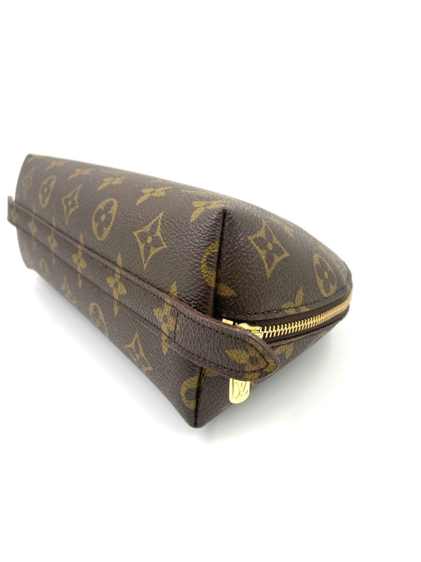 Louis Vuitton Trousse Demi Ronde Monogram Canvas Kosmetiktasche mit klassischem LV-Muster und goldfarbenem Reissverschluss