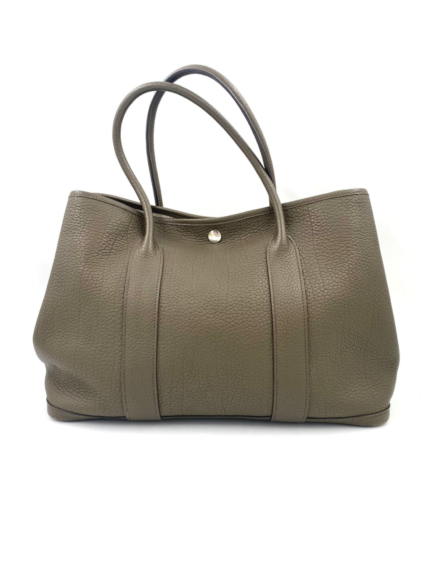 Hermes Garden Party 36 Handtasche in Eukalyptus Togoleder mit strukturierter Oberflache und eleganten Doppelhenkeln