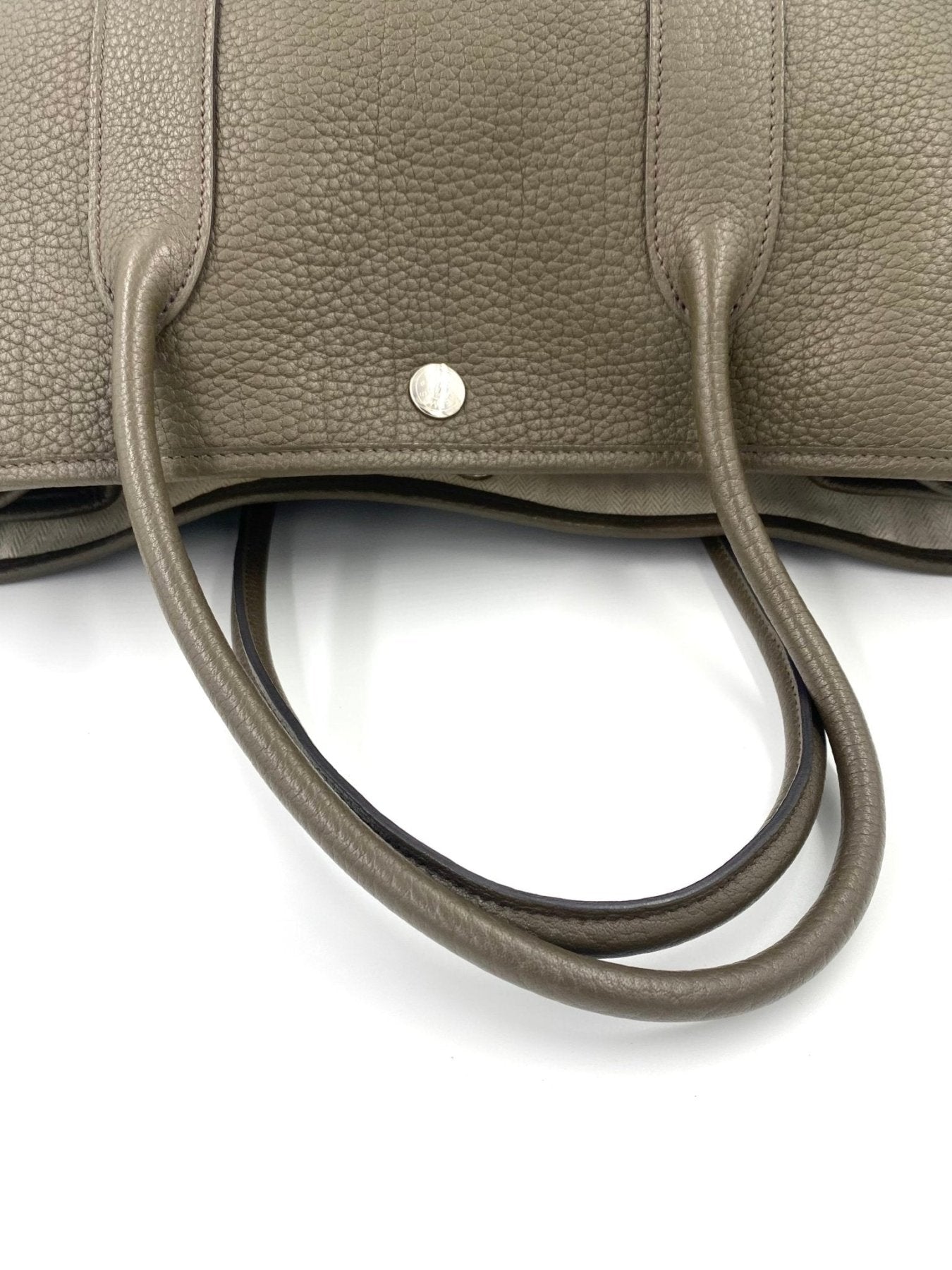Hermes Garden Party 36 Handtasche in Eukalyptus-Togoleder mit strukturierter Oberflaeche und eleganten Tragegriffen