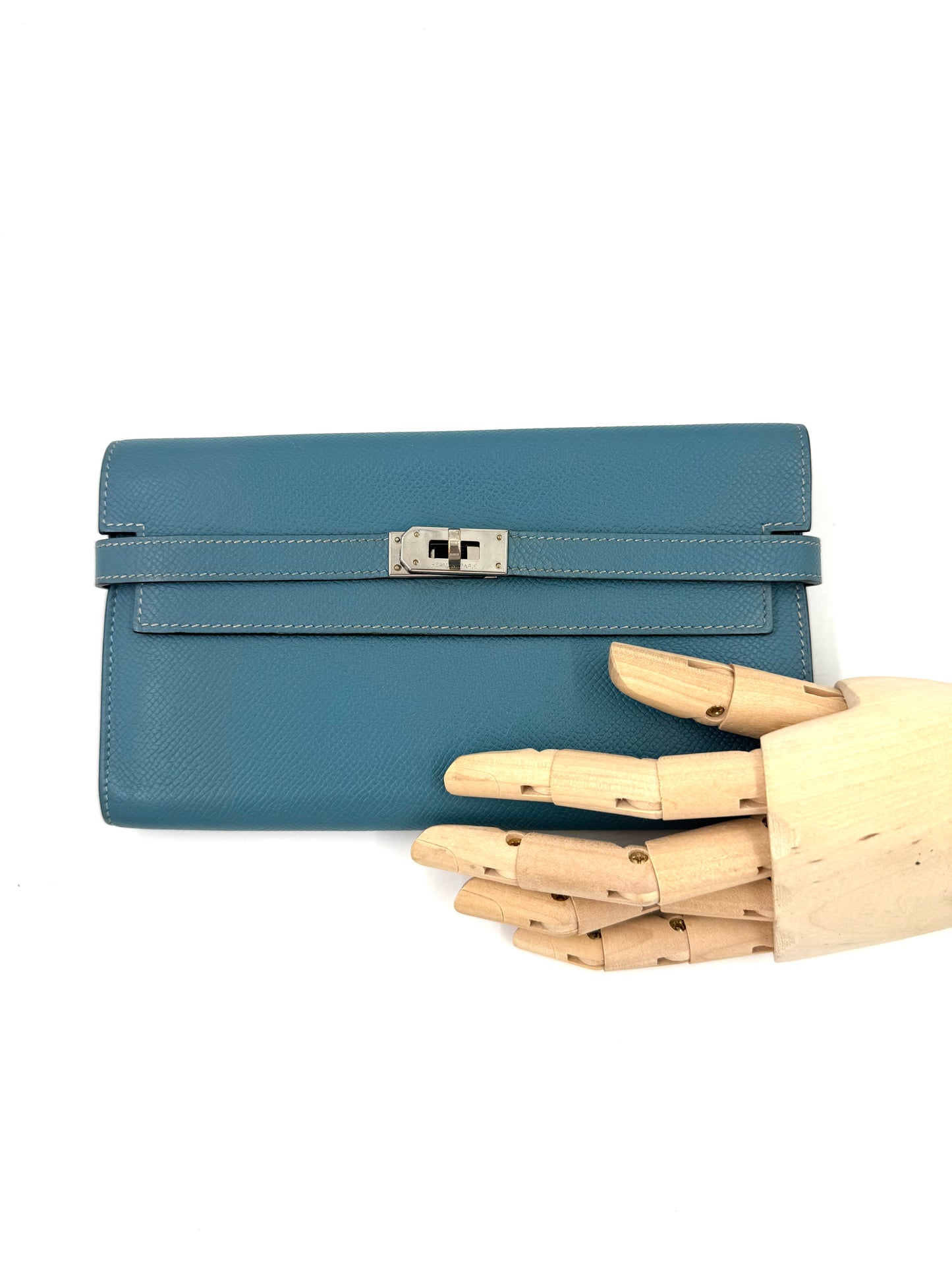 HERMÈS Kelly Long Wallet blau PHW