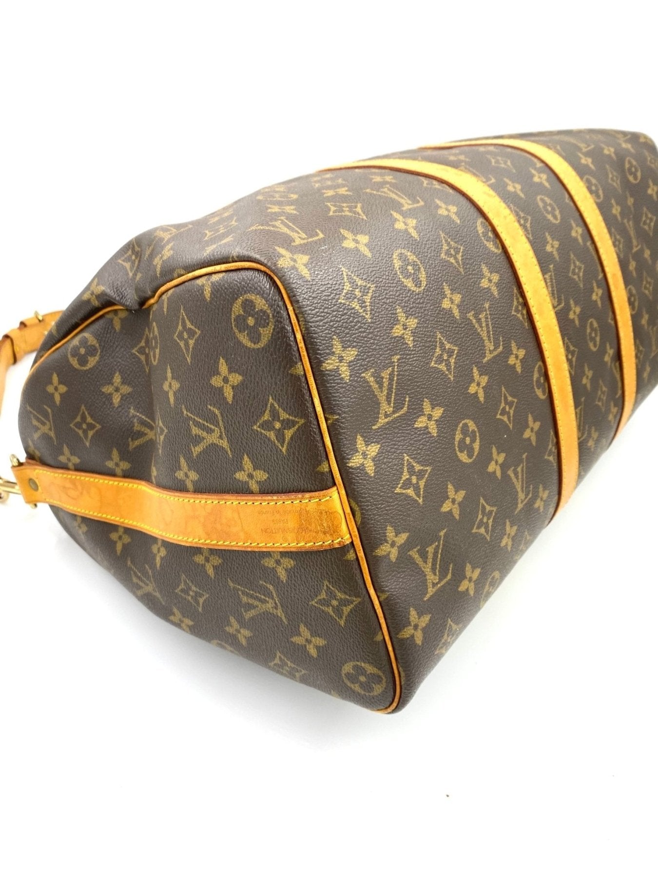 Louis Vuitton Keepall 45 Bandouliere Reisetasche in klassischem Monogram Canvas mit Lederdetails und abnehmbarem Schulterriemen