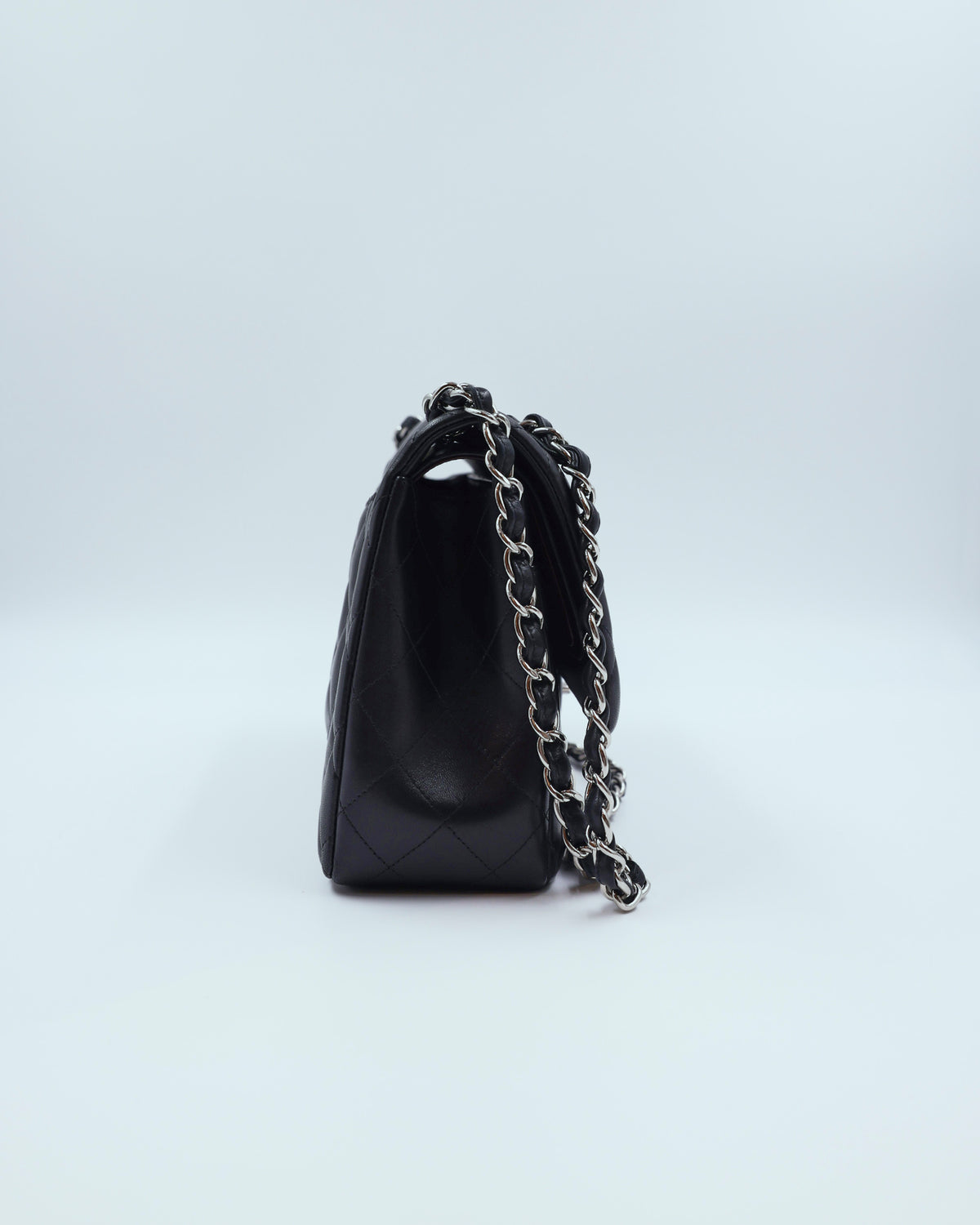 CHANEL Timeless Double Flap Jumbo schwarz SHW schwarze gesteppte Designerhandtasche mit silbernem Kettenriemen