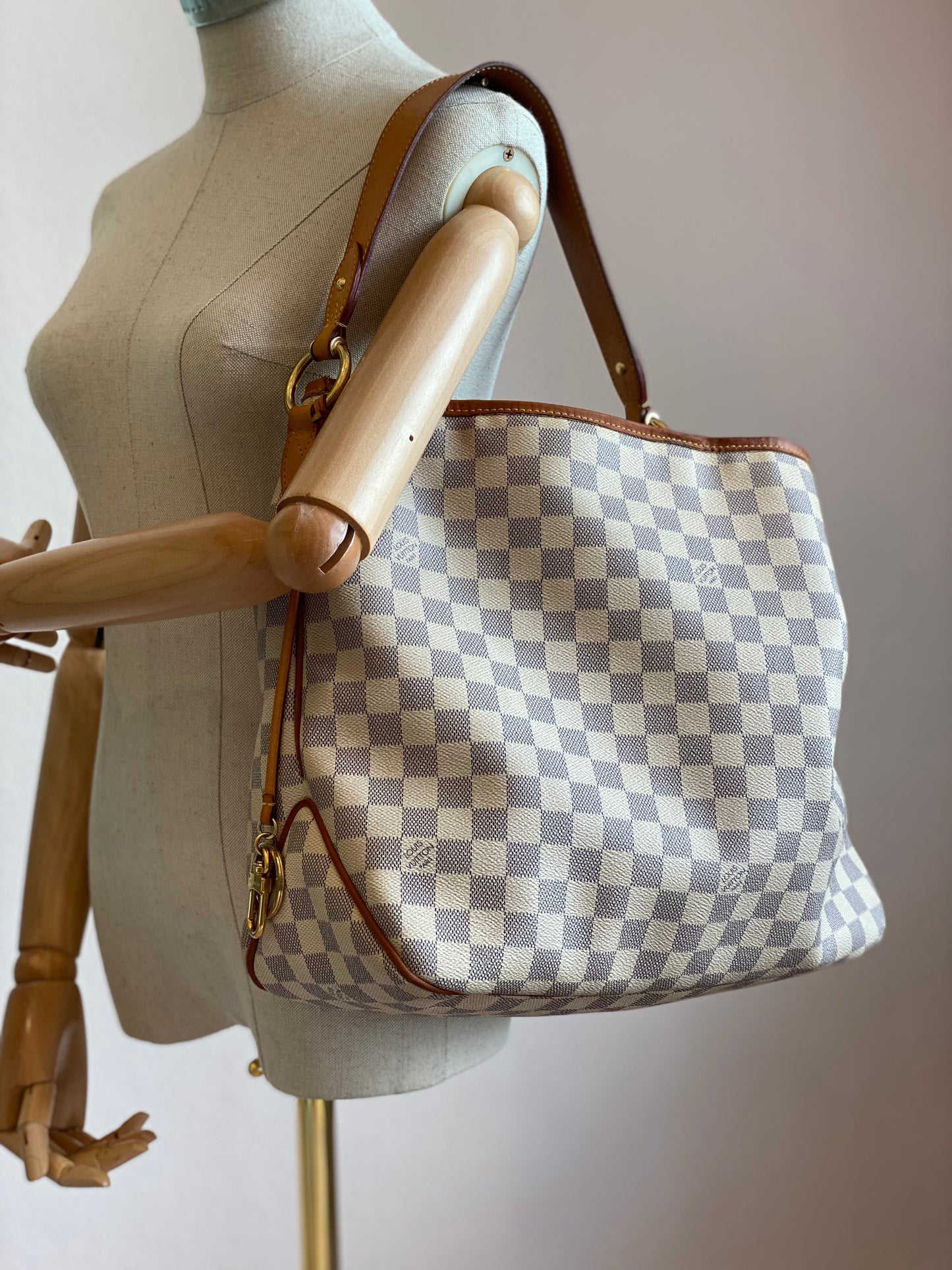 LOUIS VUITTON Delightful MM Damier azur Rose Ballerine