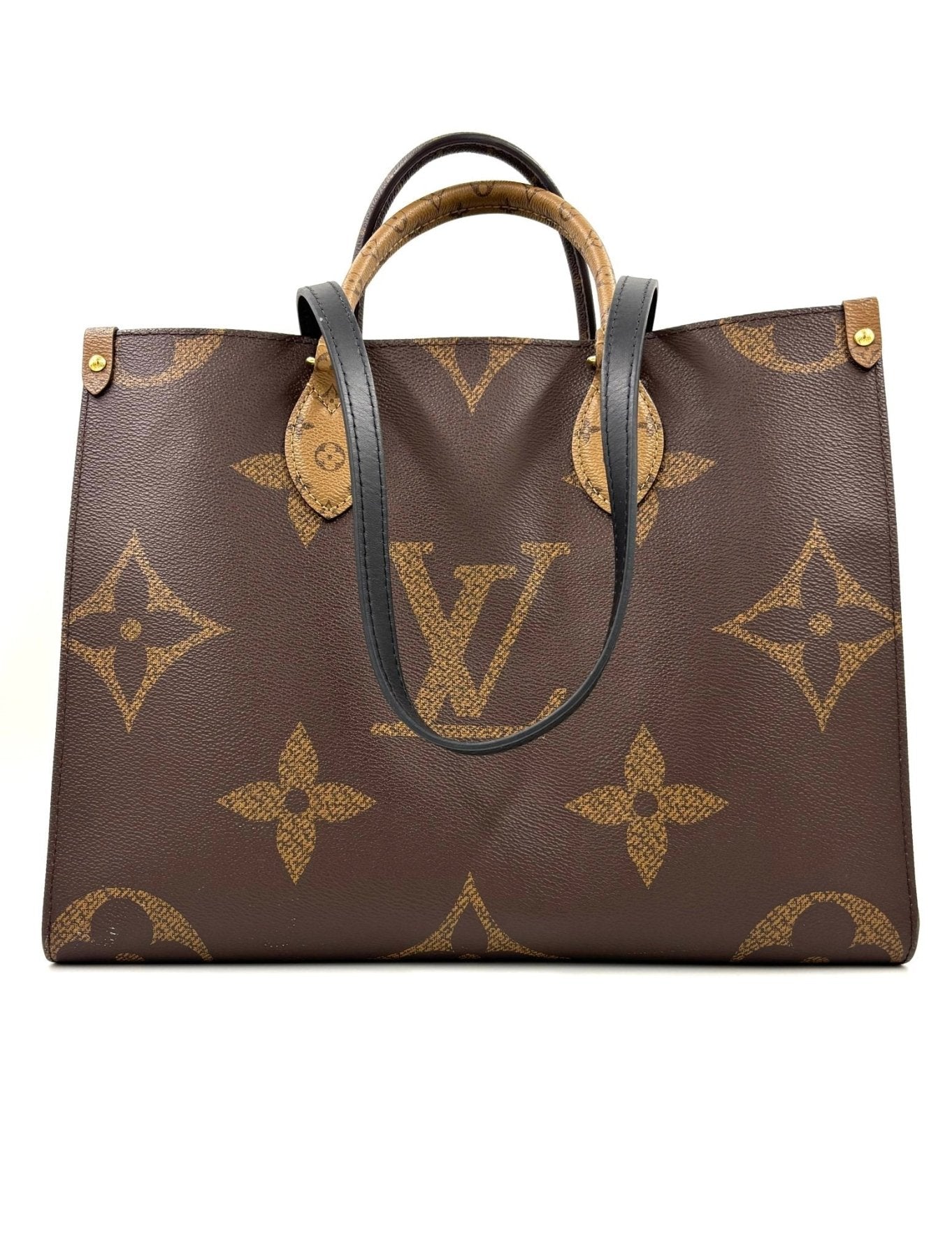 Louis Vuitton Onthego MM Handtasche in Giant Monogram Canvas mit braunem Muster und Doppelgriffen, neuwertig