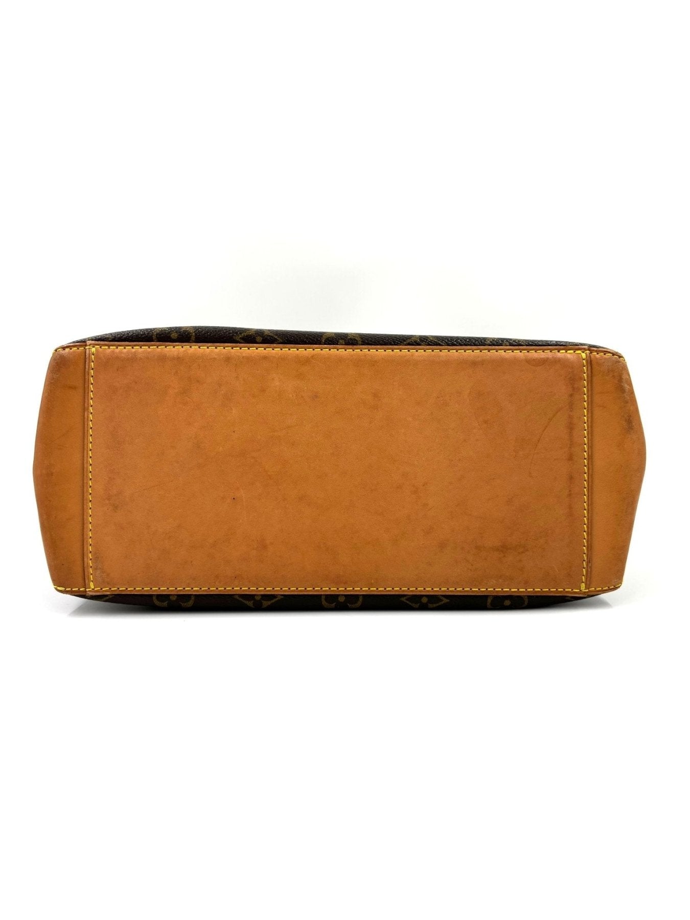 Louis Vuitton Cabas Piano PM Monogram Canvas Vintage Tasche mit naturbelassenem Rindslederboden und honigfarbener Patina.