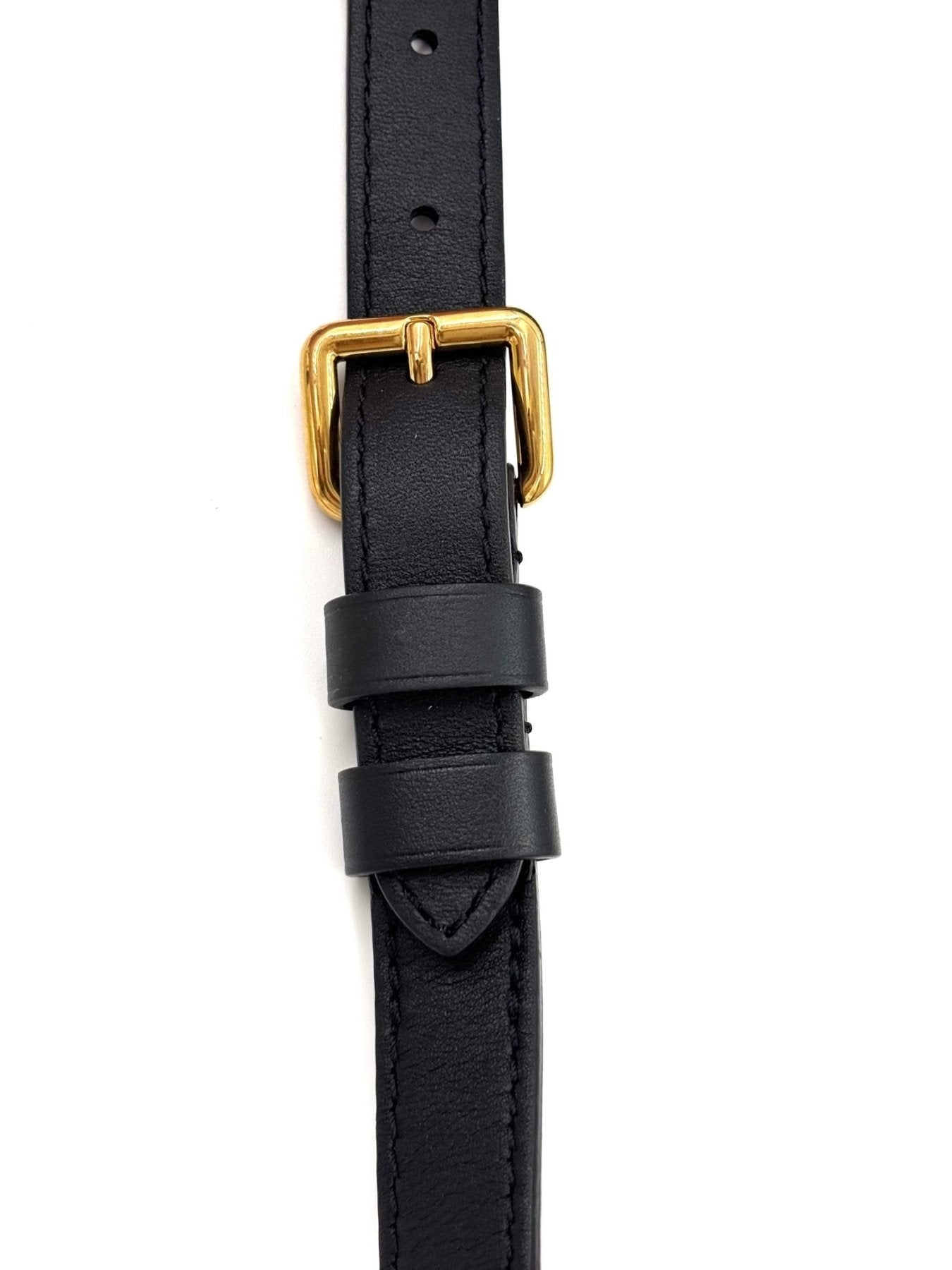 Louis Vuitton Bumbag New Wave schwarzer Lederriemen mit goldfarbener Schnalle, Detail des verstellbaren Gurtes