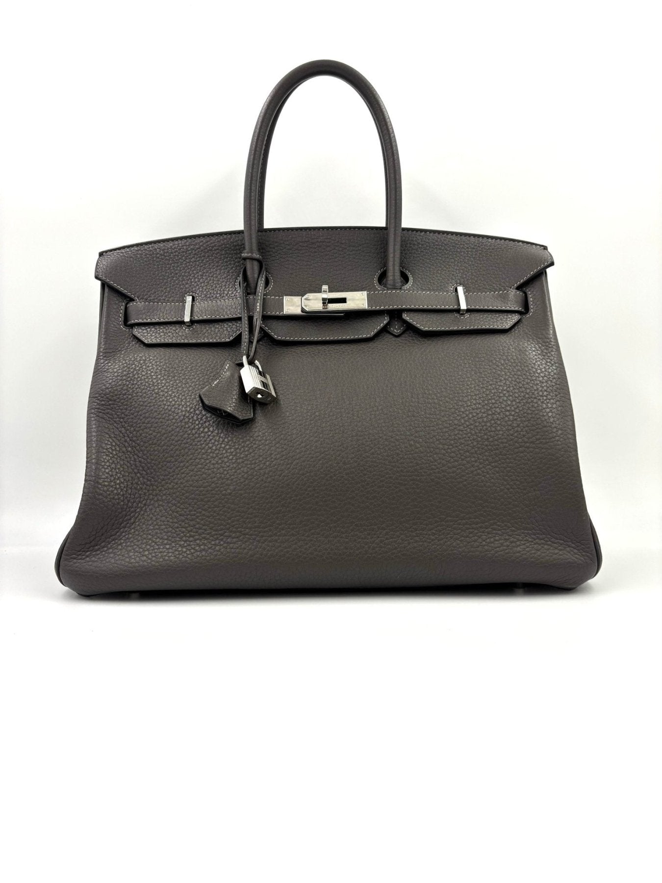 HERMÈS Birkin 35 Togo Graphite Palladium - Clutch & Macarons - N im Quadrat; 2010 - Clutch & Macarons -