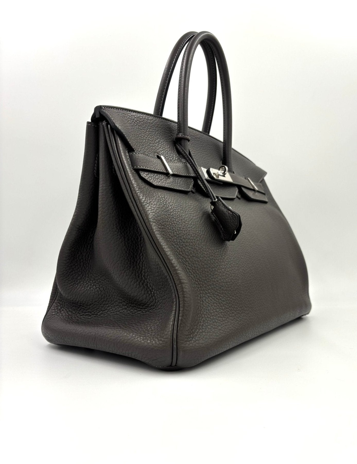 HERMÈS Birkin 35 Togo Graphite Palladium - Clutch & Macarons - N im Quadrat; 2010 - Clutch & Macarons -