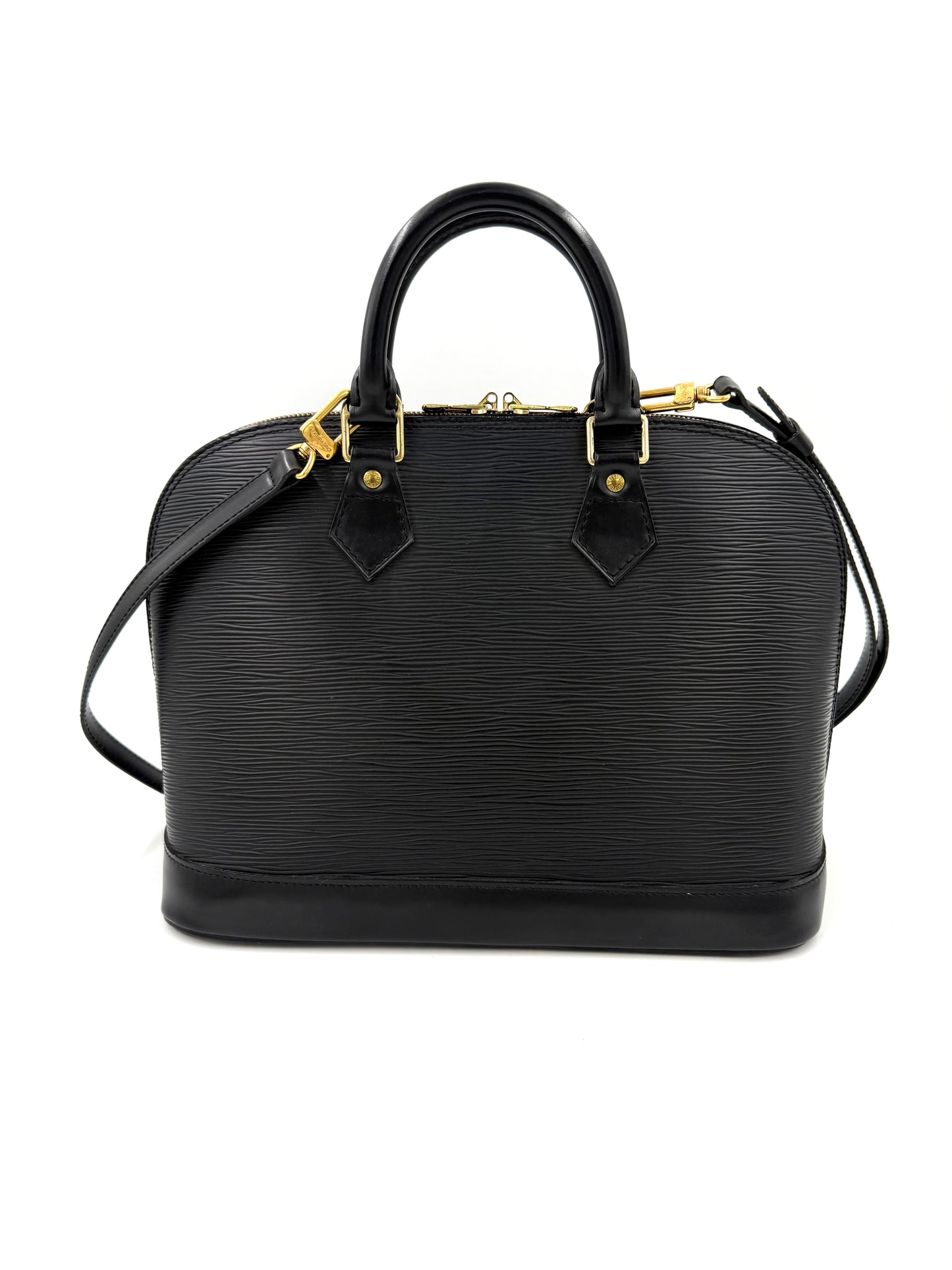 LOUIS VUITTON Alma PM Epi schwarz elegante Designerhandtasche aus strukturiertem Leder mit Schulterriemen