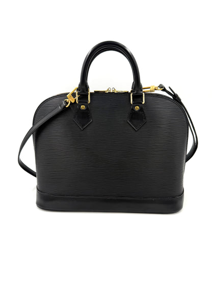 LOUIS VUITTON Alma PM Epi schwarz elegante Designerhandtasche aus strukturiertem Leder mit Schulterriemen