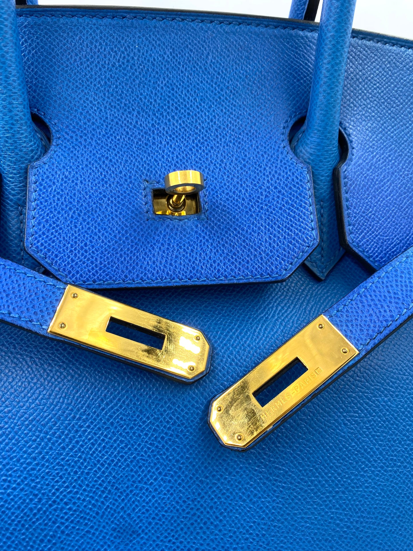 HERMÈS Birkin 35 Epsom Leder Blue de France mit gold Hardware