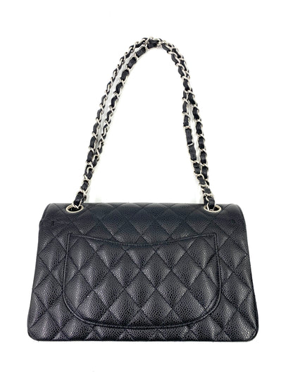 CHANEL Timeless Classic Double Flap Bag small schwarz Caviarleder silberne Hardware