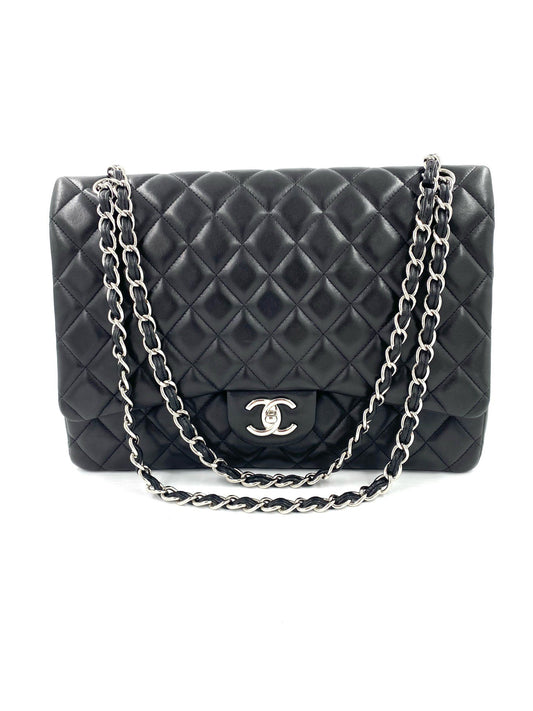 CHANEL Timeless Classic Double Flap Bag Maxi schwarz/silber - Clutch & Macarons - 14681715 - Clutch & Macarons - 