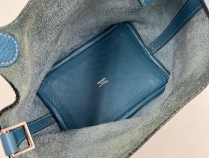 HERMÈS Picotin 18 Clemence Blue Jean PHW, Innenansicht mit Innentasche