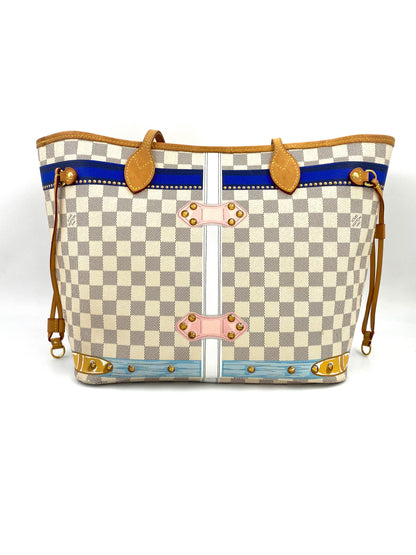 LOUIS VUITTON Neverfull MM Summer Trunks Porto Cervo Damier azur mit Pochette
