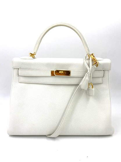 Hermès Kelly 32 Retourne Clemence Blanc