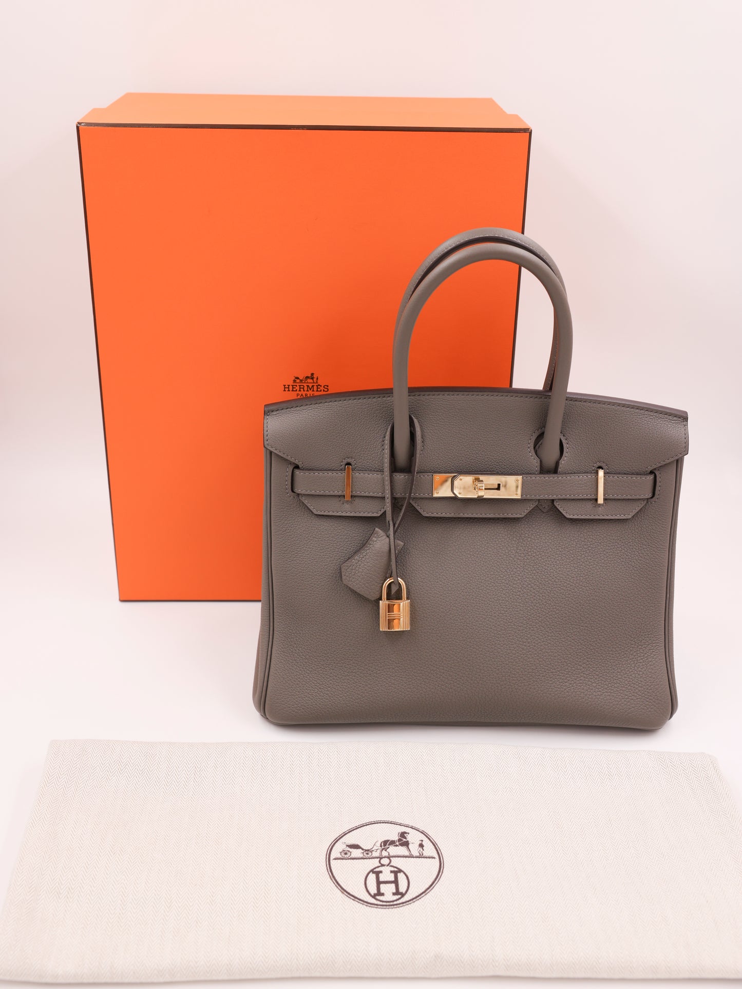 HERMÈS Birkin 30 Togo Etain PBH