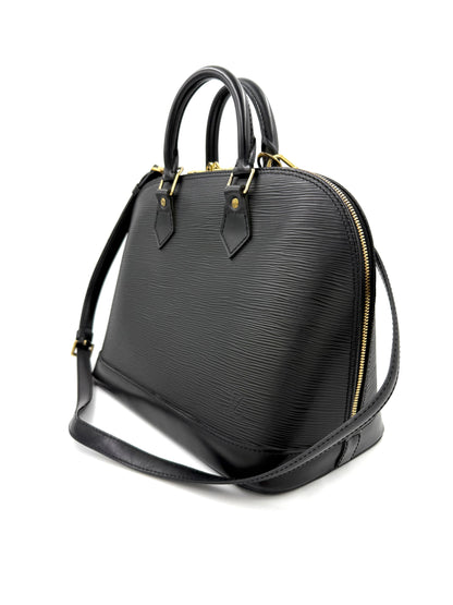 LOUIS VUITTON Alma PM Epi schwarz elegante Designer Handtasche aus strukturiertem Leder mit Trageriemen