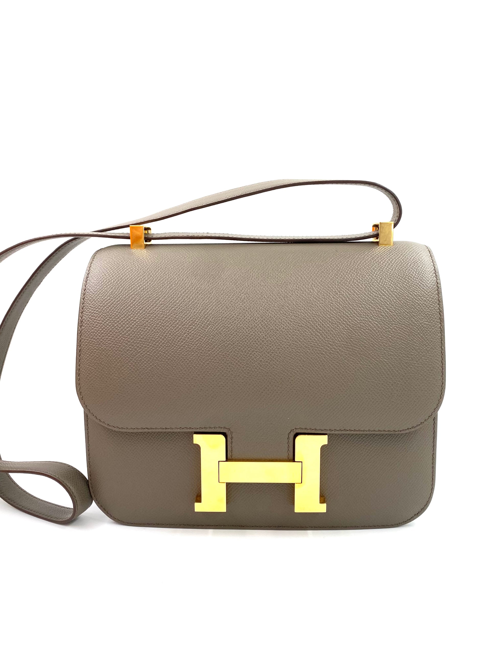 HERMES Constance 24 Etain Epsom Rosegold Hardware Fullset mit Original Clutch Macarons