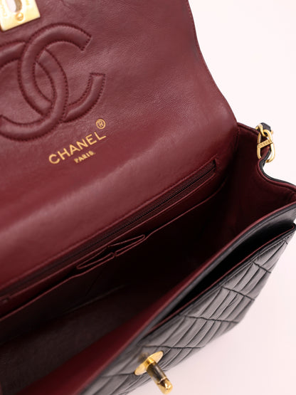 CHANEL Single Flap Lammleder schwarz GHW