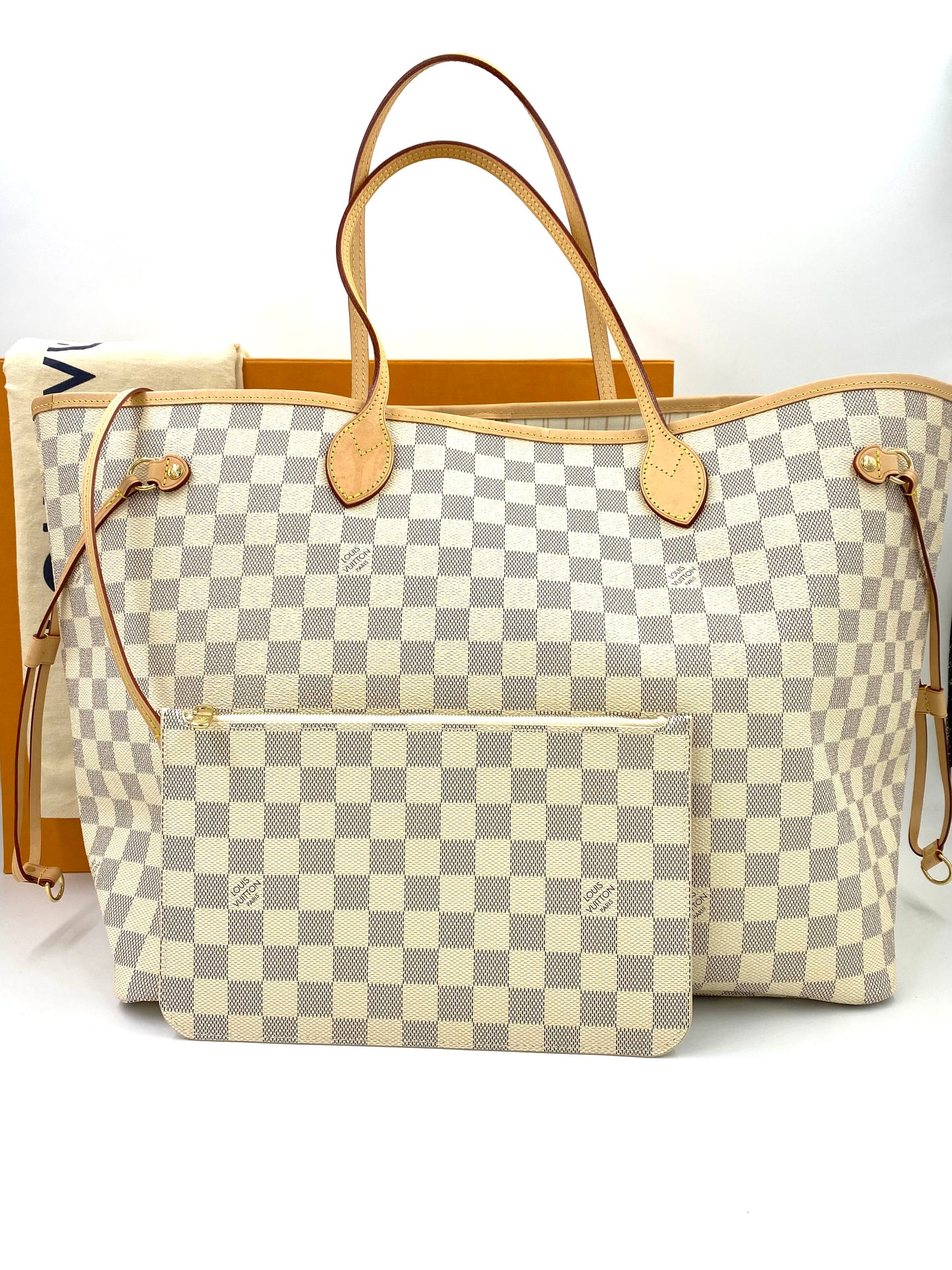 LOUIS VUITTON Neverfull GM Damier azur mit Pochette