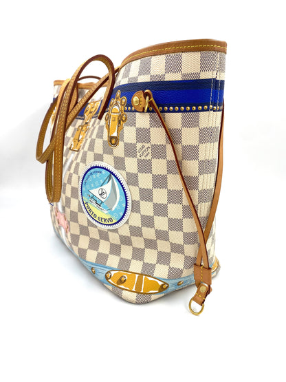 LOUIS VUITTON Neverfull MM Summer Trunks Porto Cervo Damier azur mit Pochette