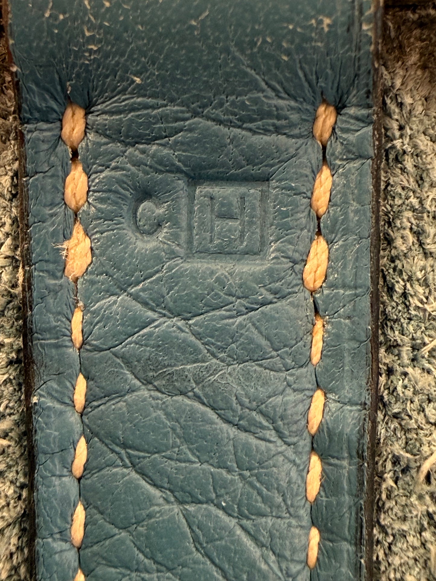 Detailansicht der HERMÈS Picotin 18 Clemence Blue Jean PHW aus hochwertigem Clemence-Leder