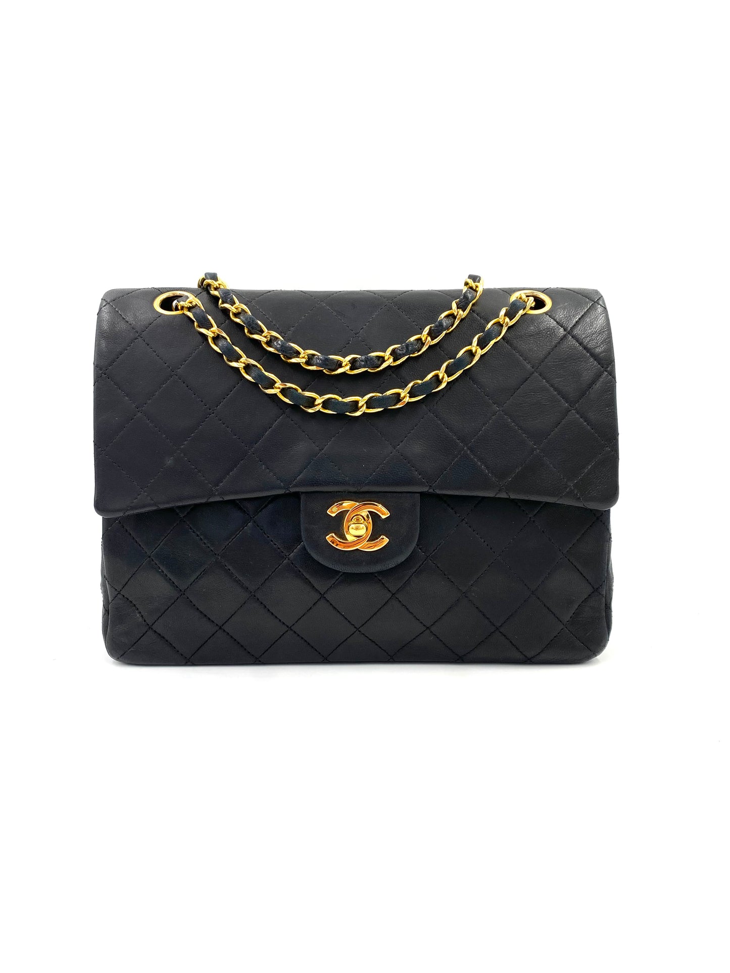 CHANEL Timeless Double Flap Bag medium schwarz Lammleder