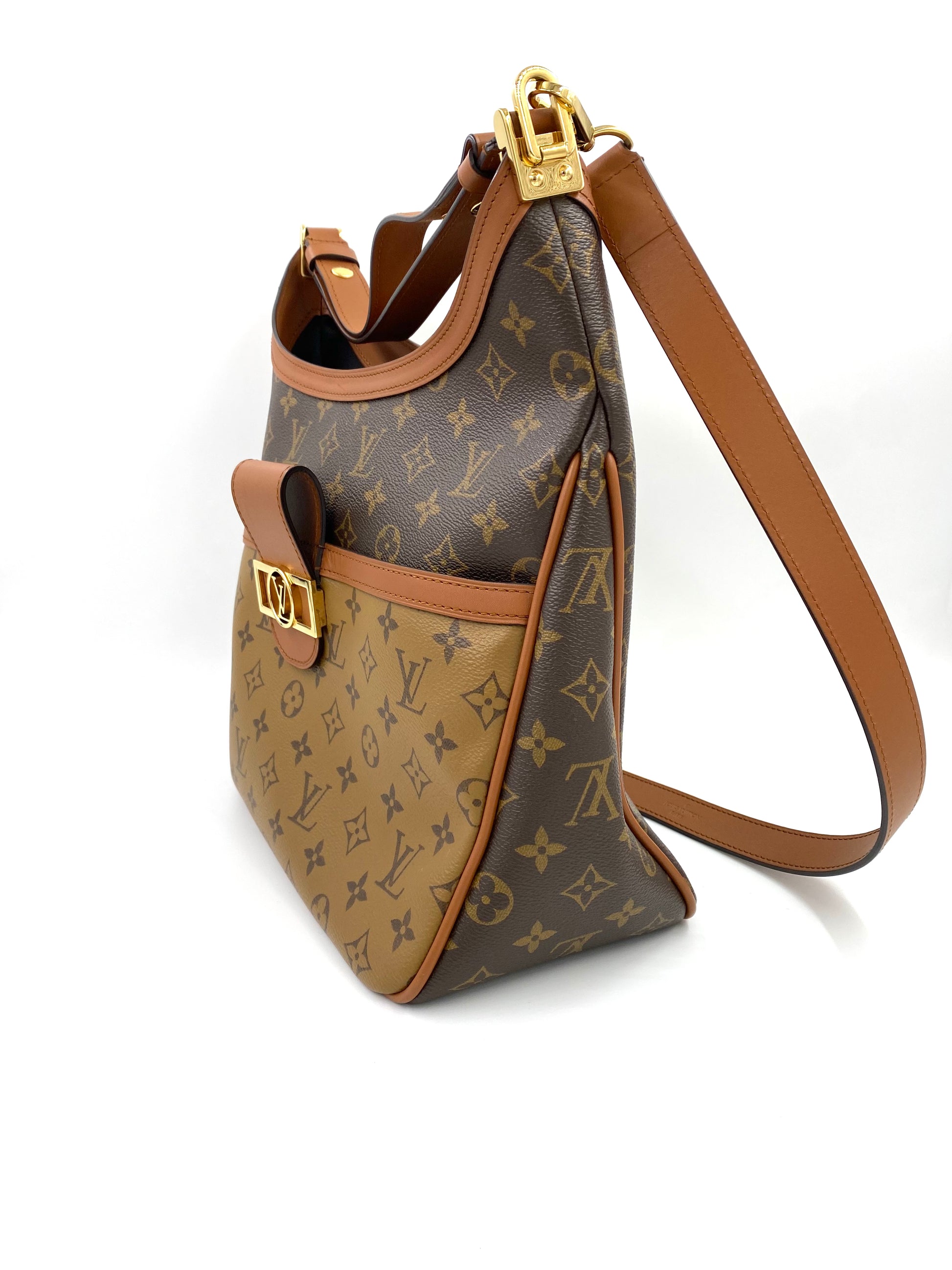 LOUIS VUITTON Hobobag Dauphine MM Monogram Reverse Clutch Macarons