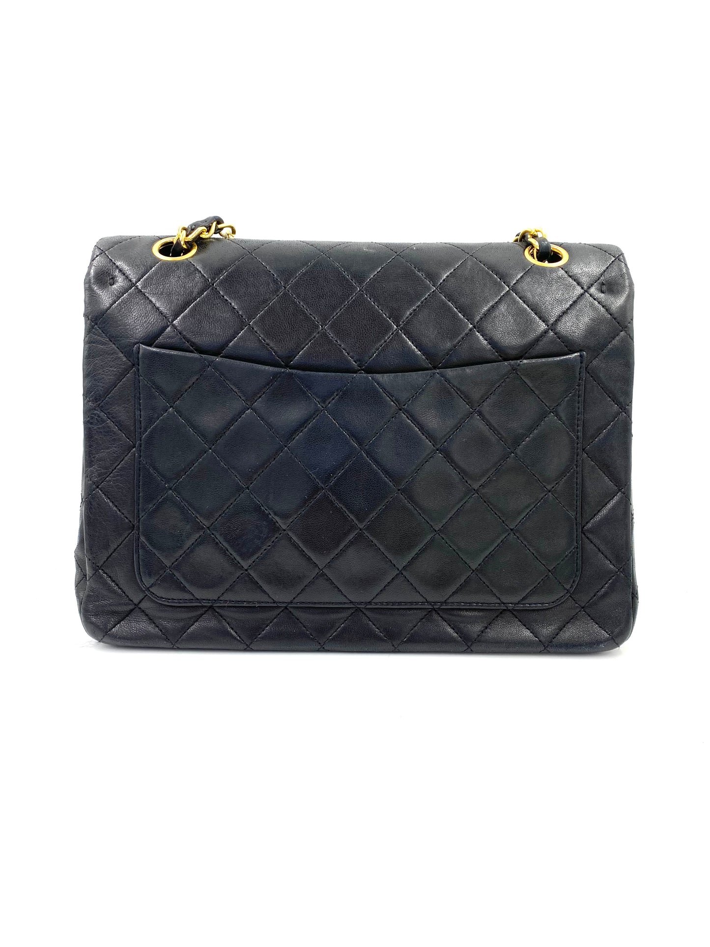 CHANEL Timeless Double Flap Bag medium schwarz Lammleder