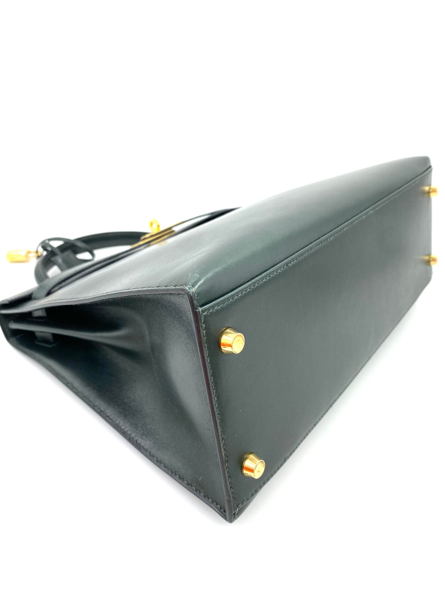 HERMÈS Kelly 32 Sellier dark green Boxkalbsleder mit gold Hardware