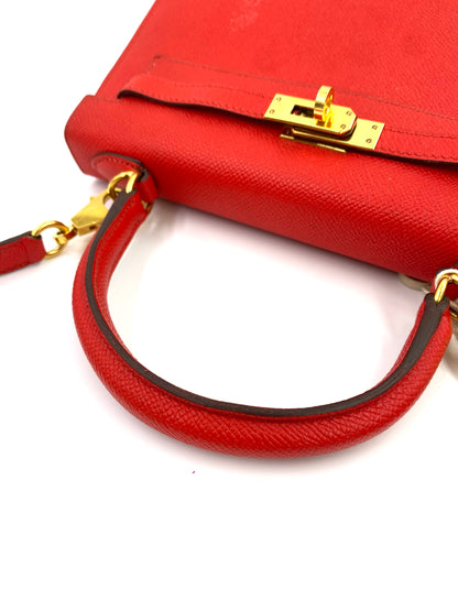 HERMÈS Kelly 25 Epsom rouge gold Hardware