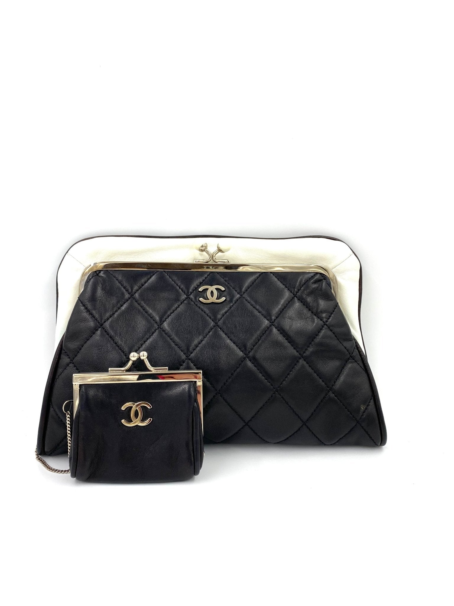 CHANEL Pearl Clutch schwarz weiß Lammleder - Clutch & Macarons - 12812829 - Clutch & Macarons - 