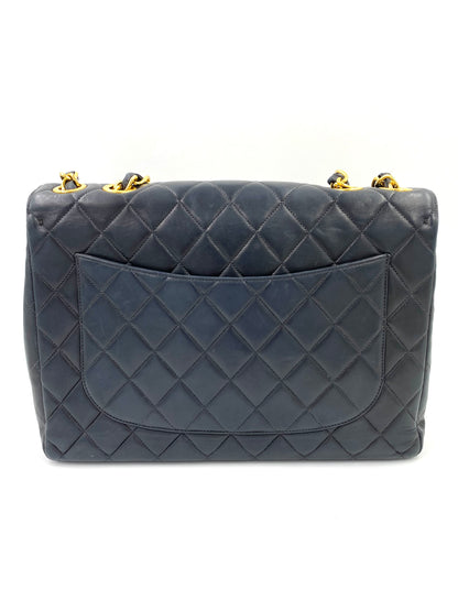 CHANEL Classic Single Flap Bag Jumbo navy Lammleder