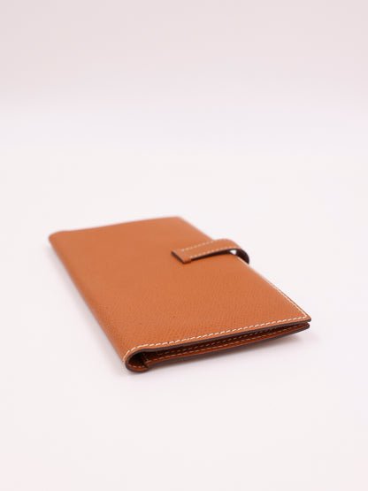 HERMÈS Béarn Wallet gold Courchevel GHW