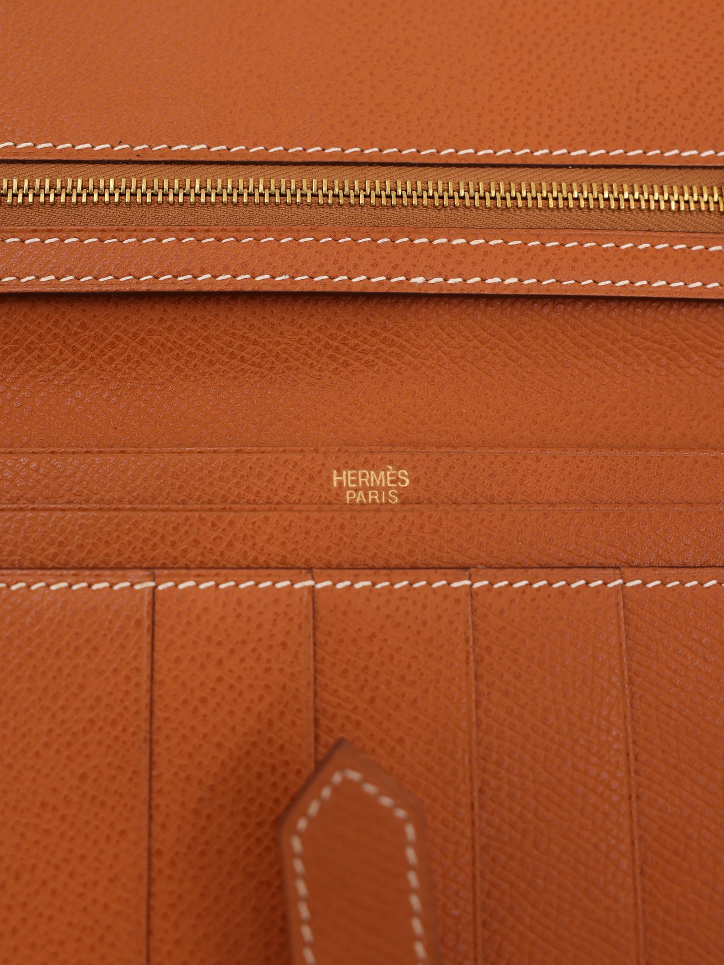 HERMÈS Béarn Wallet gold Courchevel GHW