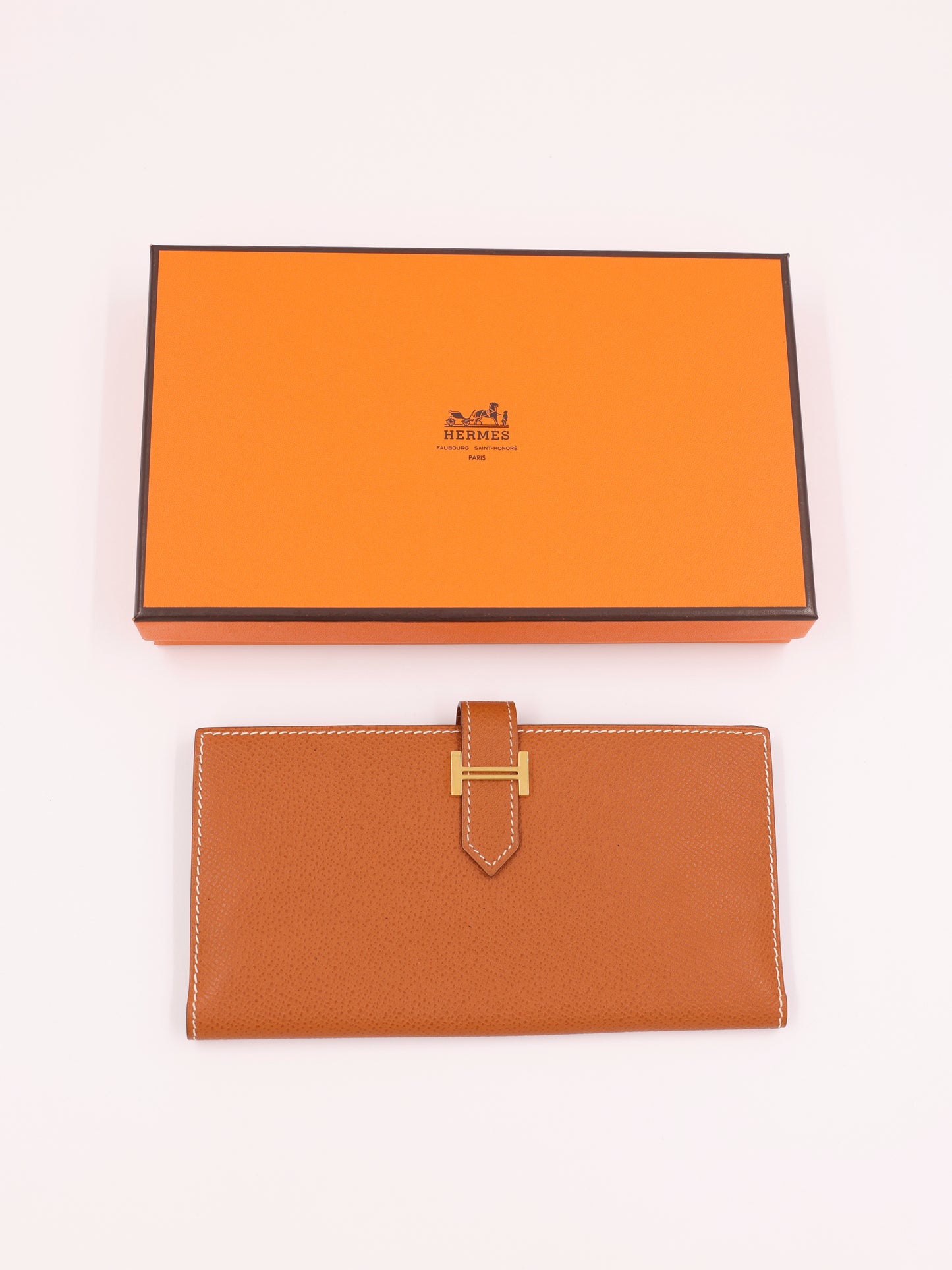 HERMÈS Béarn Wallet gold Courchevel GHW