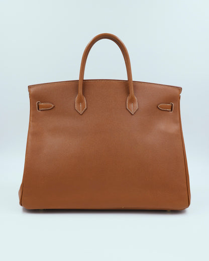 HERMÈS Birkin 40 Courchevel gold GHW braune Handtasche mit Henkel