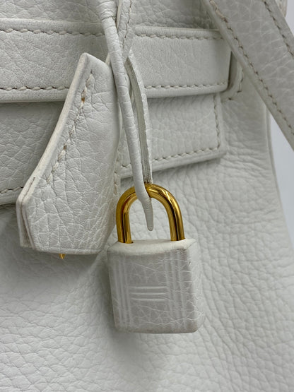 HERMÈS Kelly 32 Retourne Clemence-Leder Blanc mit gold Hardware