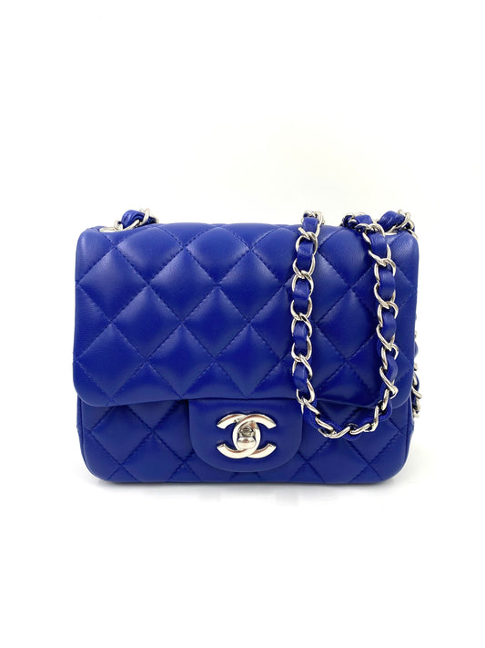 Chanel Single Flap Bag blau silber