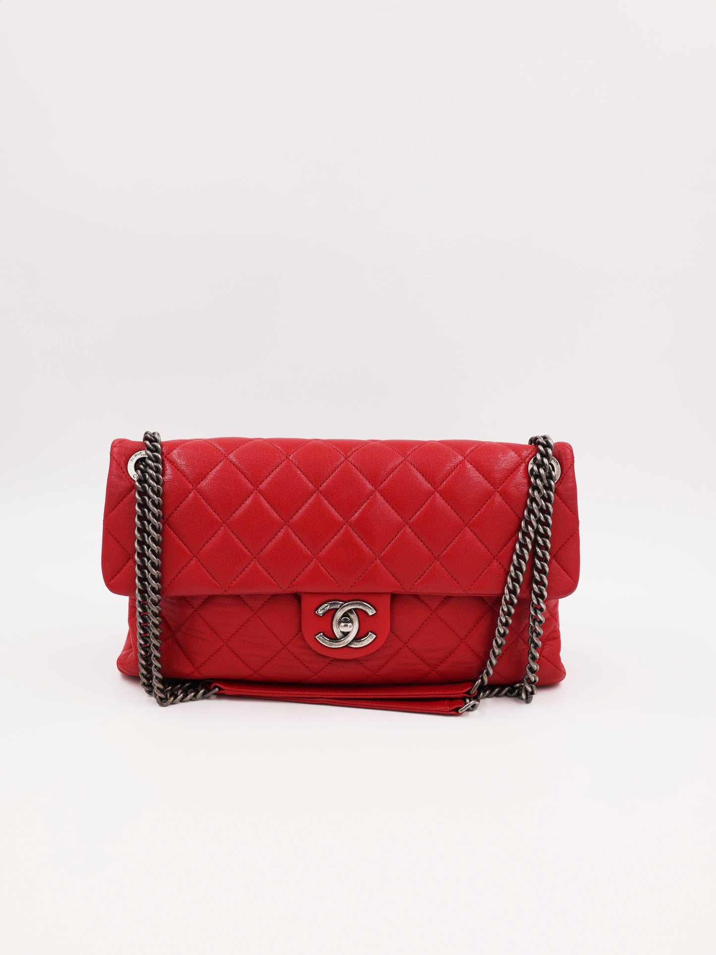 CHANEL Single Flap Jumbo Rue Cambon rot SHW rote gesteppte Handtasche mit Kettenriemen