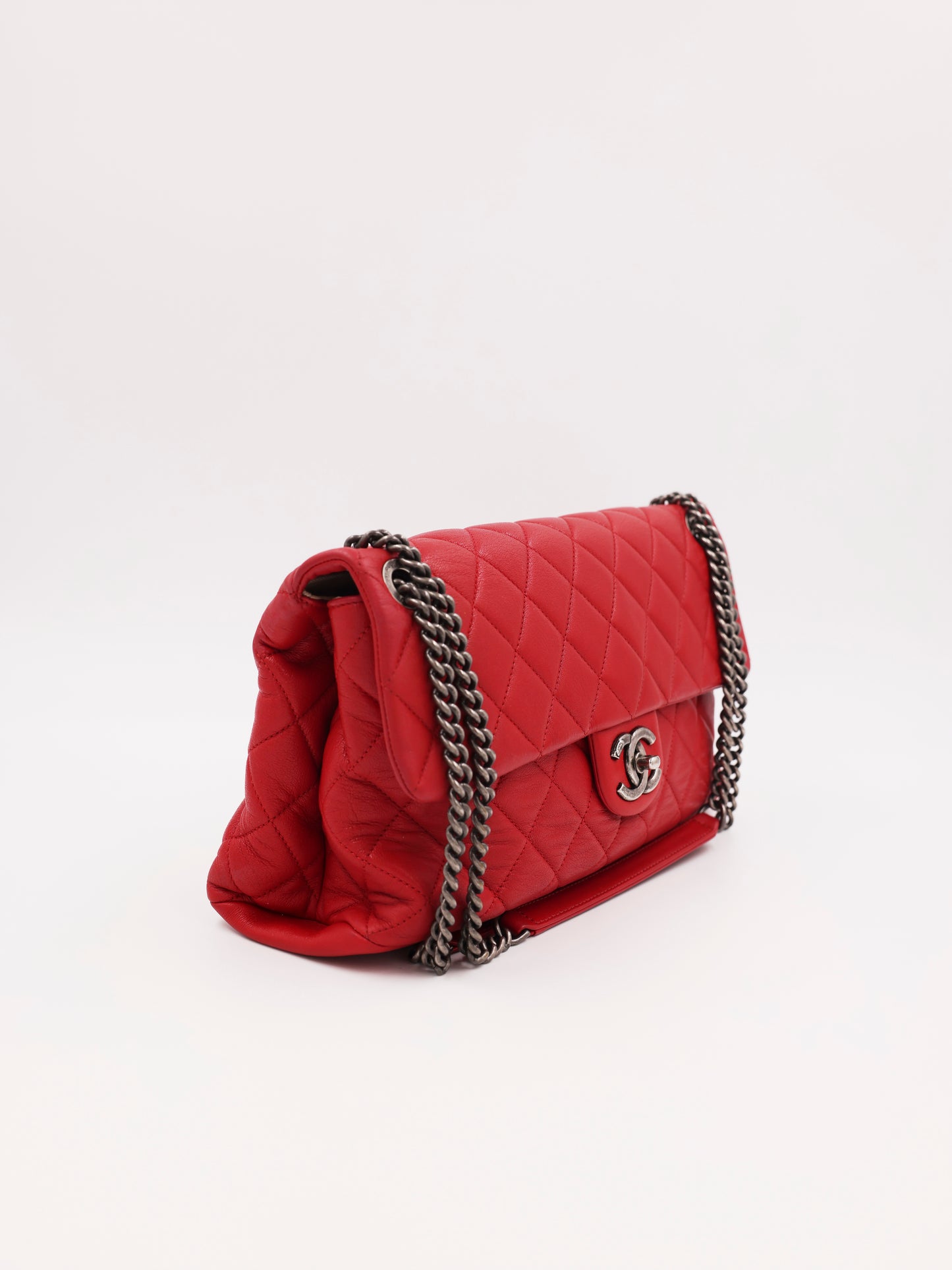 CHANEL Single Flap Jumbo Rue Cambon rot SHW rote gesteppte Designerhandtasche mit Kettenriemen