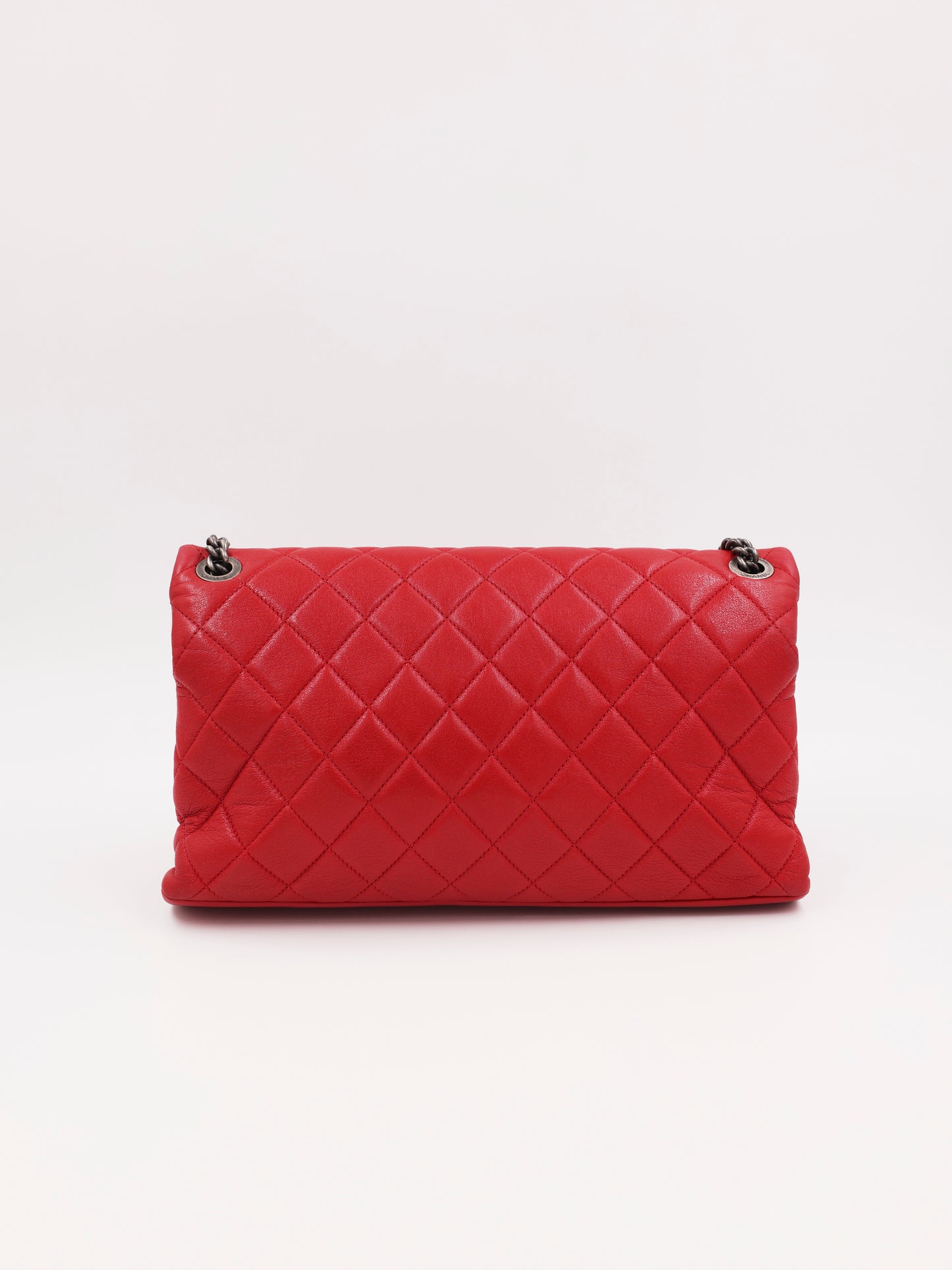 CHANEL Single Flap Jumbo Rue Cambon rot SHW rote gesteppte Handtasche mit silberfarbenen Details