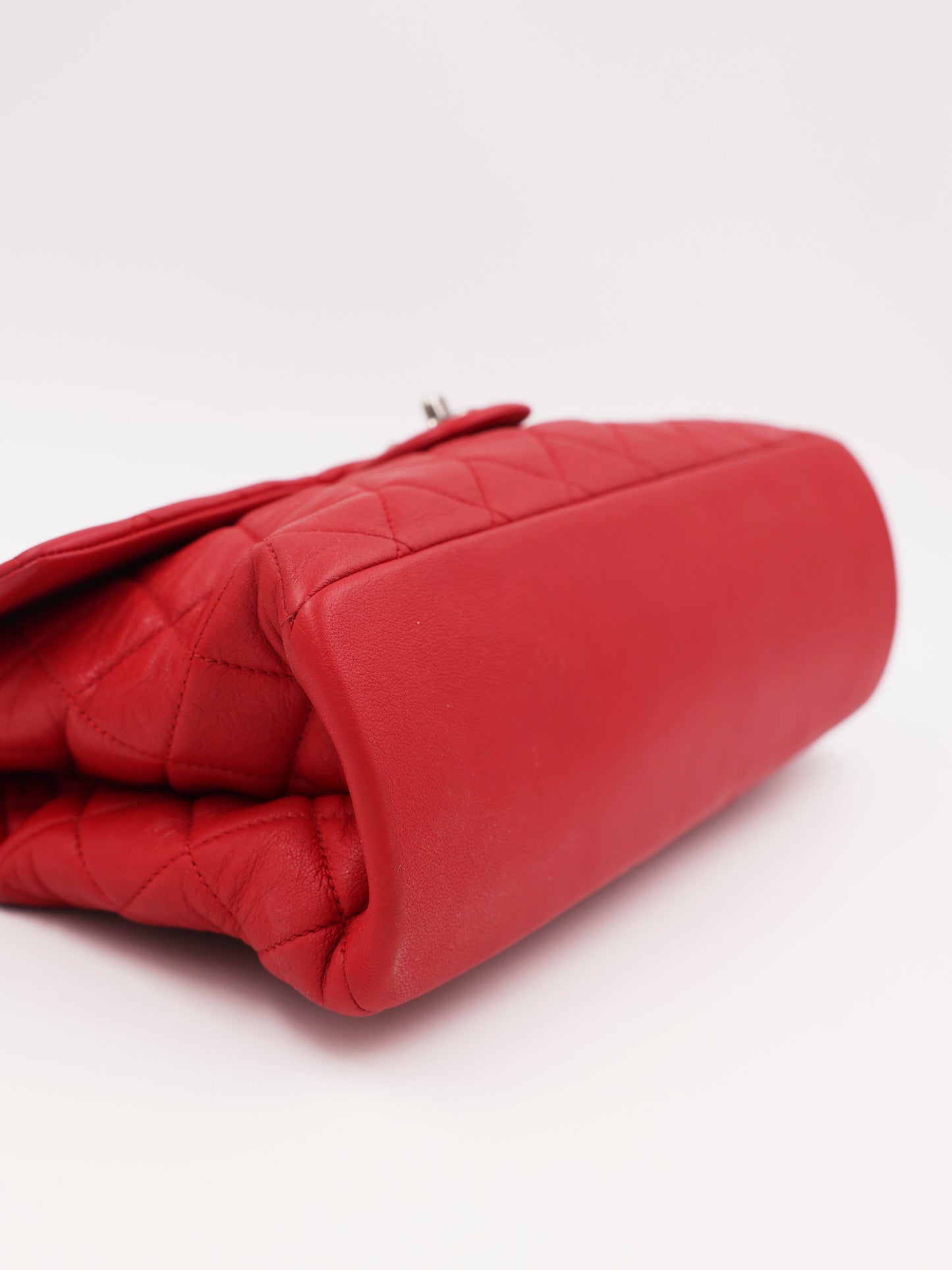 CHANEL Single Flap Jumbo Rue Cambon rot SHW rote gesteppte Secondhand Designerhandtasche