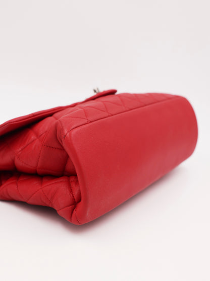 CHANEL Single Flap Jumbo Rue Cambon rot SHW rote gesteppte Secondhand Designerhandtasche