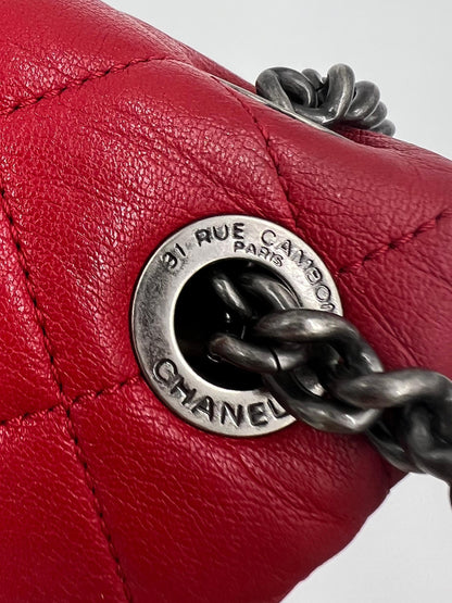 CHANEL Single Flap Jumbo Rue Cambon rot SHW rote Designerhandtasche mit silberfarbener Kette